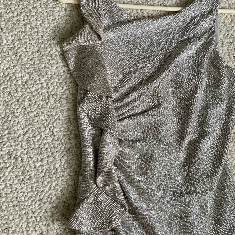 Silver & gold cocktail dress with ruffle - Picture 8 of 10